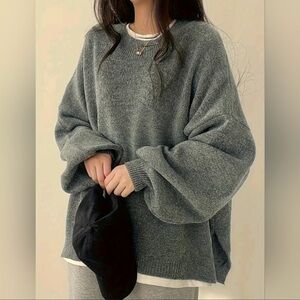 Viral TikTok Oversized Split Hem Comfy Sweater